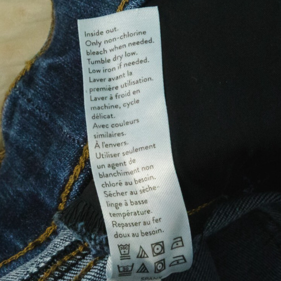 Spanx Size XL Dark Wash Distressed Pull On Raw Hem Skinny Cotton Stretch Jeans - Picture 7 of 8